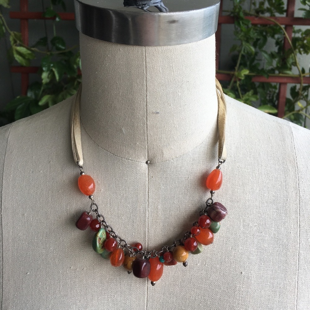Barse Necklace - suede and stones
